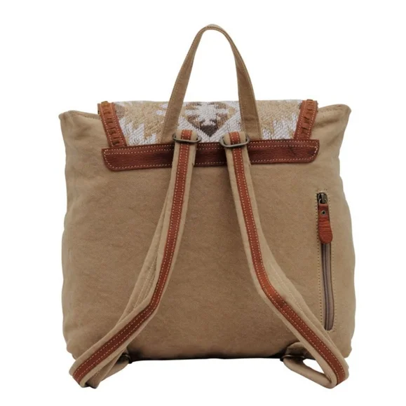 NWT Myra Bag Boho Leather & Canvas Backpack Bag - Picture 4 of 7